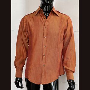 Gucci Gorgeous Orange Copper Herringbone Shirt Size 16 in Excellent Condition